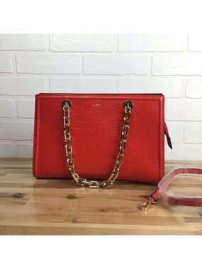 ALDO handbag square red and gold chains hardware purse trendy
